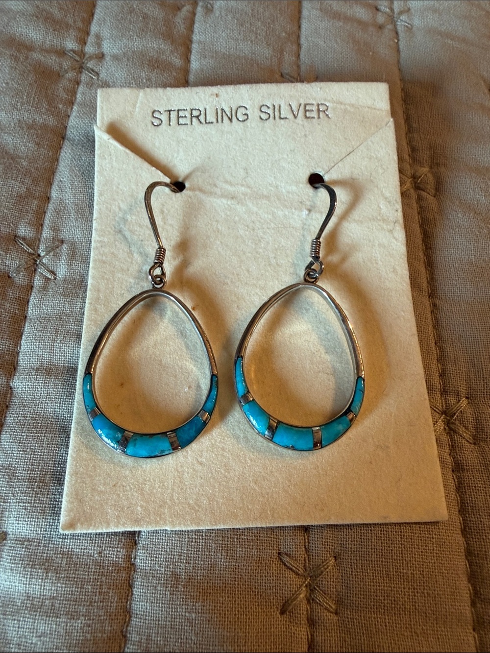 Turquoise Inlay Teardrop Earrings